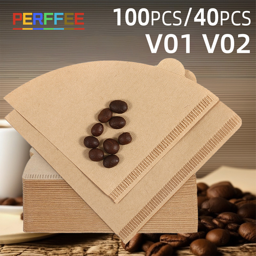Coffee Equipment Cleaner - 커피 종이 필터 100PCs/40PCs 표백되지 않은
