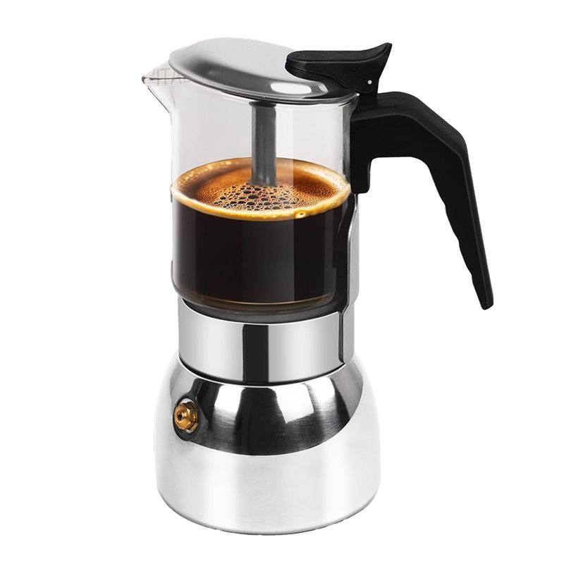 Coffee Equipment Wholesale - ABUI-투명 유리 4컵 모카포트 304 스테인리스