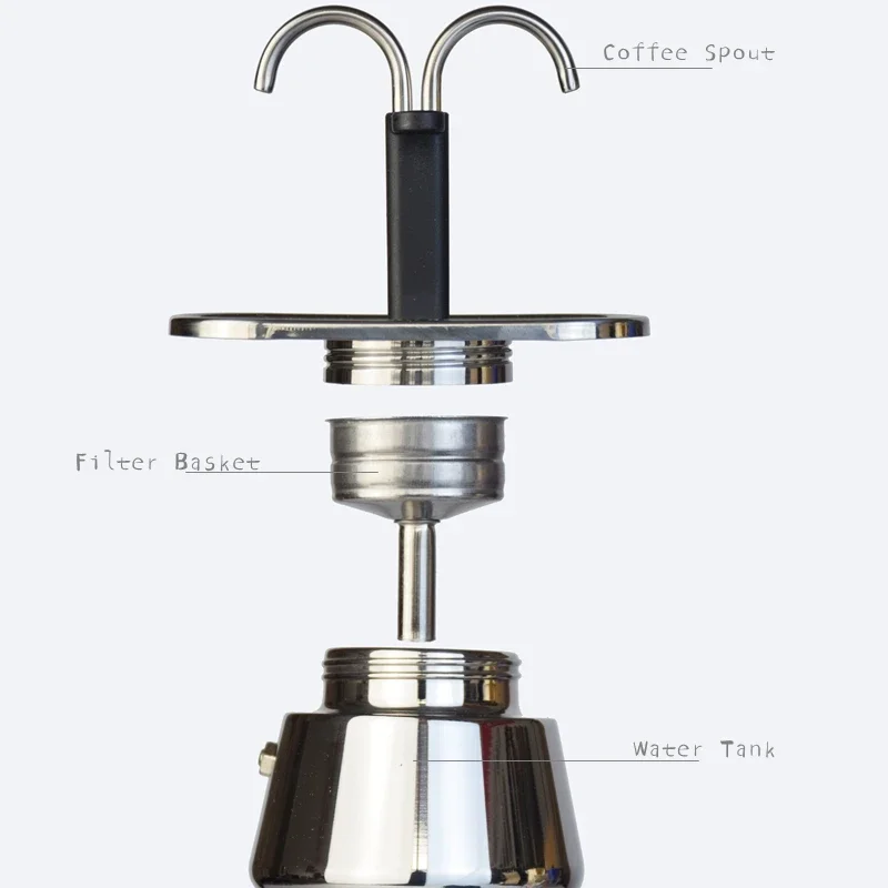 200ML 미니 모카 포트 더블 튜브 304 스테인레스 - Coffee Equipment Wholesale 리뷰 및 가격