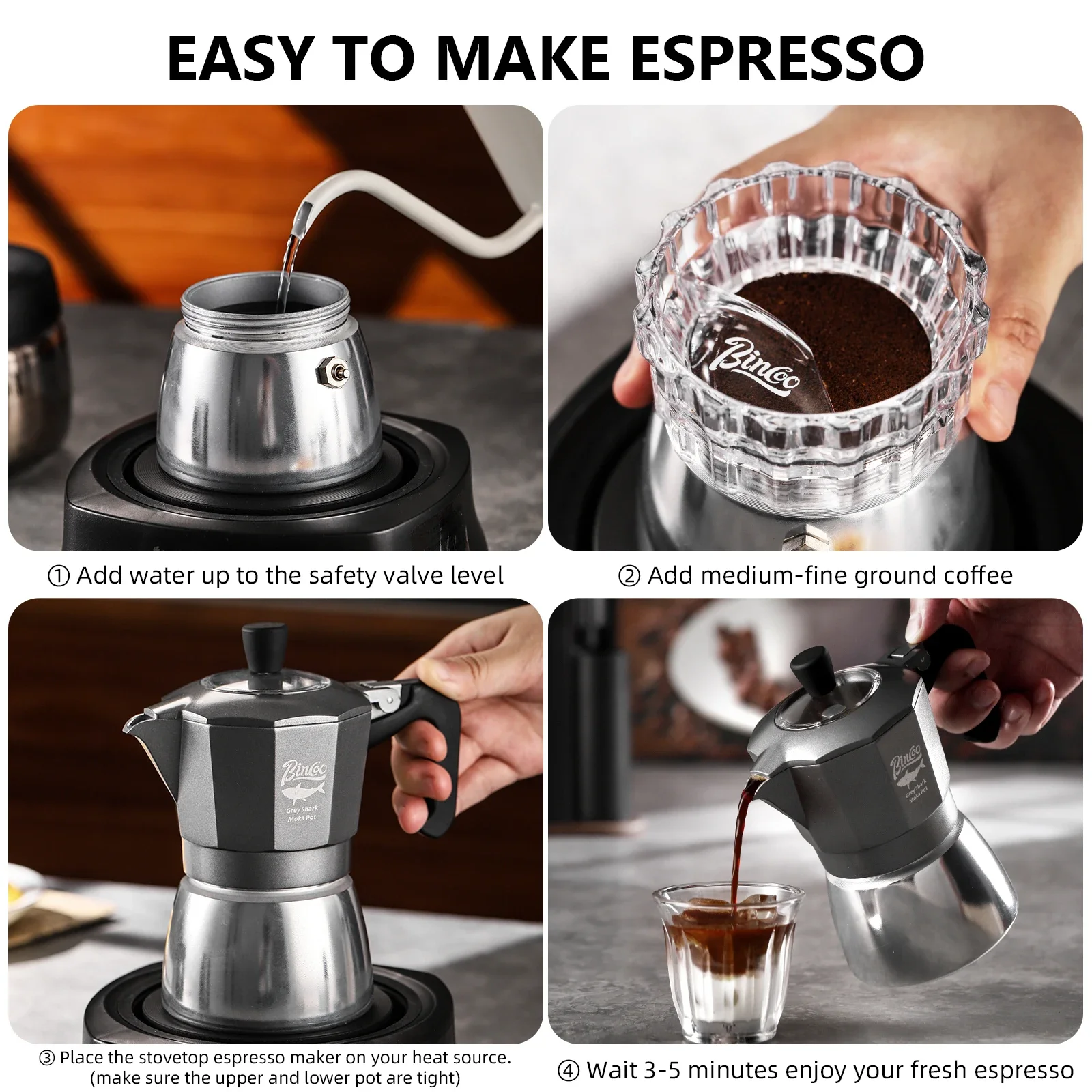 빈쿠 2컵 더블 밸브 모카포트 알루미늄 합금 커피포트  - Coffee Equipment Wholesale 리뷰 및 가격