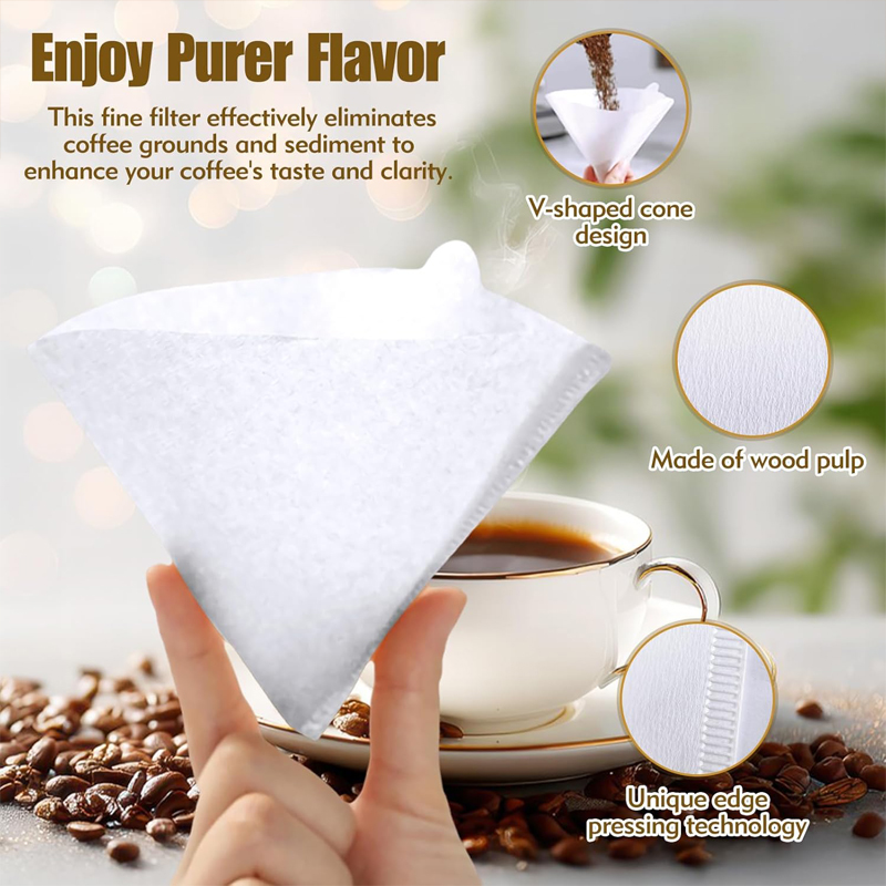 2 사이즈 커피 필터 종이 V자형 천연 목재 펄프로 만 - Coffee Equipment Cleaner 리뷰 및 가격