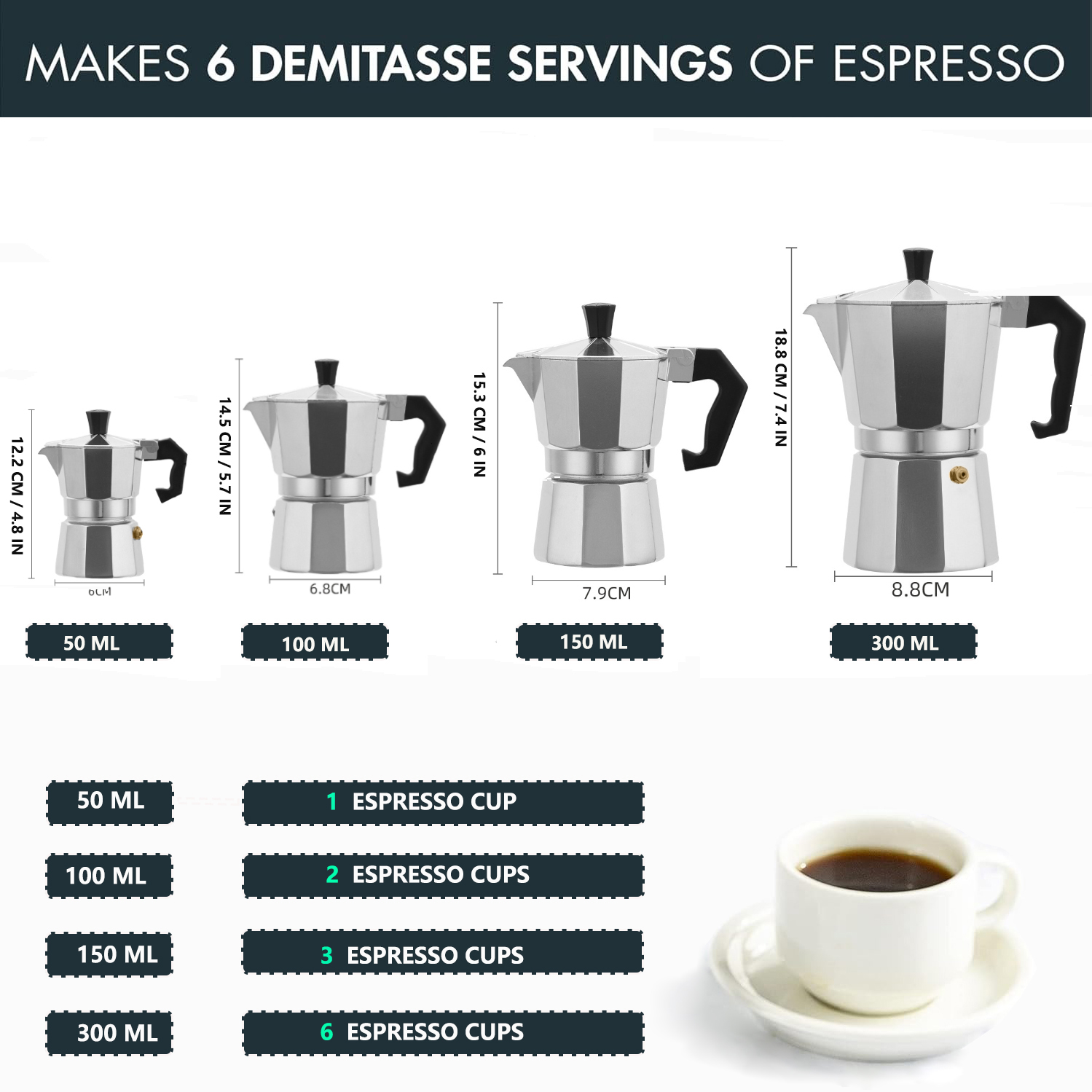 클래식 알루미늄 모카포트 50-300ML 가정용 스토브 - Coffee Equipment Wholesale 리뷰 및 가격